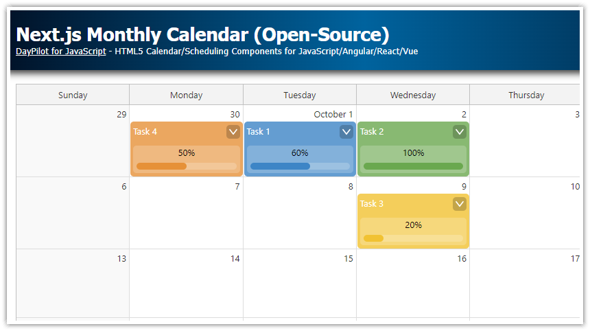 Next.js Monthly Calendar (Open Source)